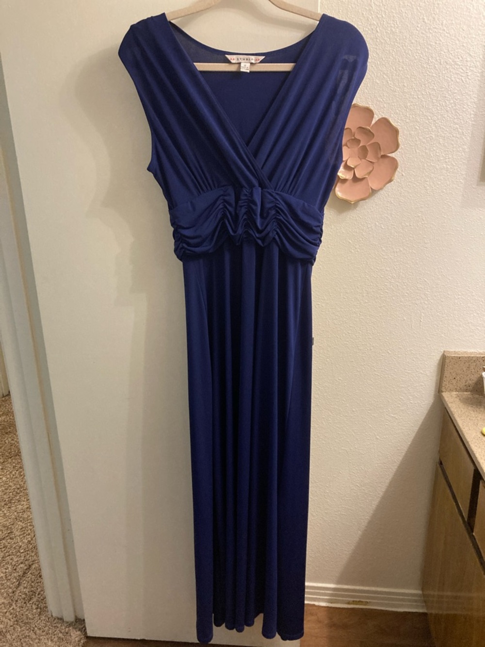 Aa Studio Cobalt Blue V-Neck Maxi Dress